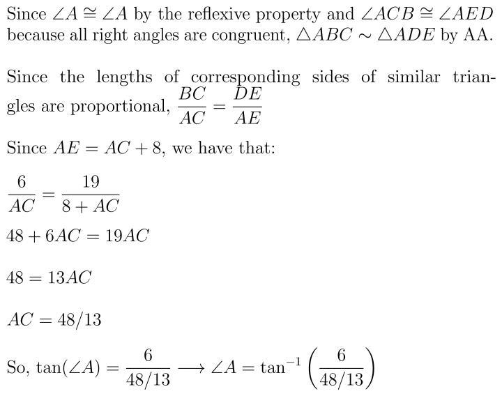 The image is not drawn to scale. Which is the measure of ∠A?-example-1