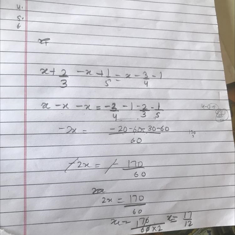 X+2/3 - x+1/5 = x-3/4 - 1-example-1