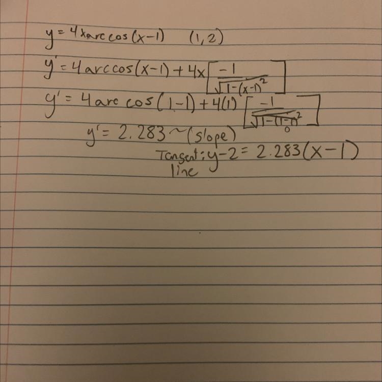 Find an equation of the tangent line to the graph of the function at the given point-example-1