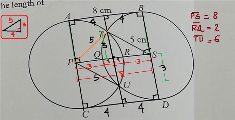 In the figure, AB and CD are common tangents to two circles of radii 5 cm with centres-example-1