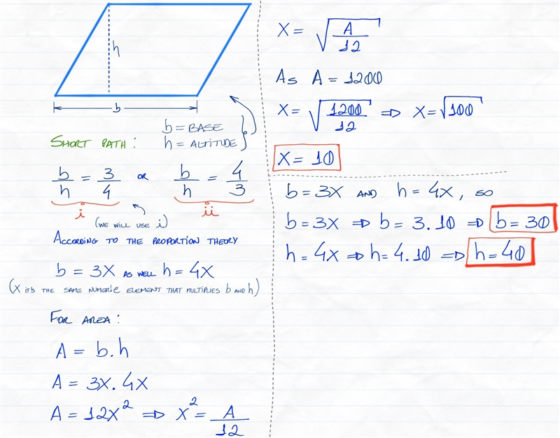 The ratio of the measures of the base and altitude of a parallelo- gram is 3:4. The-example-1