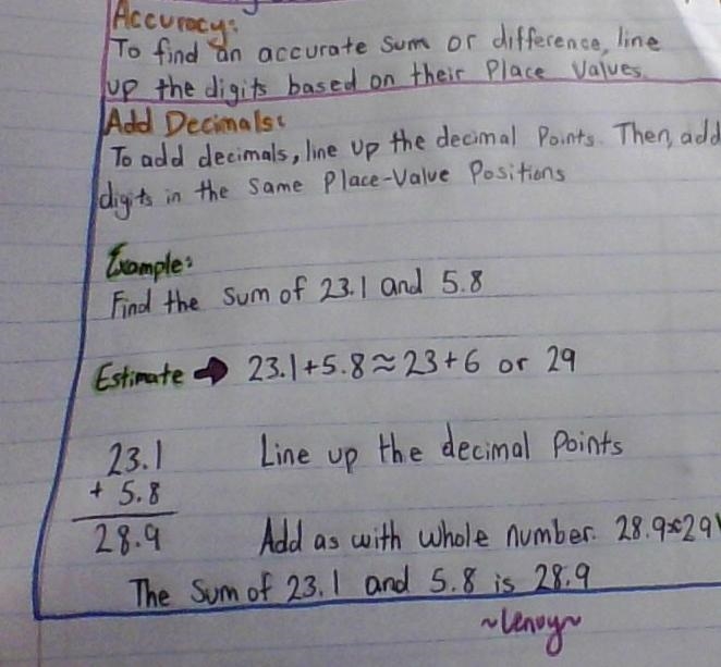 Define the following: => Accuracy => Add Decimals-example-1