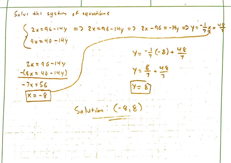 Solve this system of linear eqarions . Separate the x-and t-shirts values with a comma-example-1