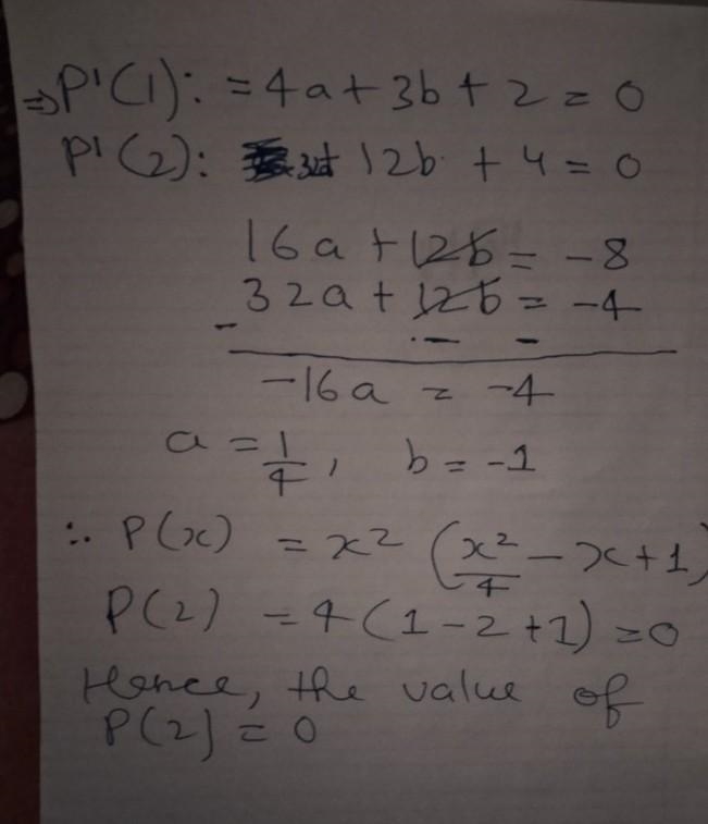 Let p(x) be a polynomial of degree 4 having extremum at x = 1 ,2 and \displaystyle-example-2