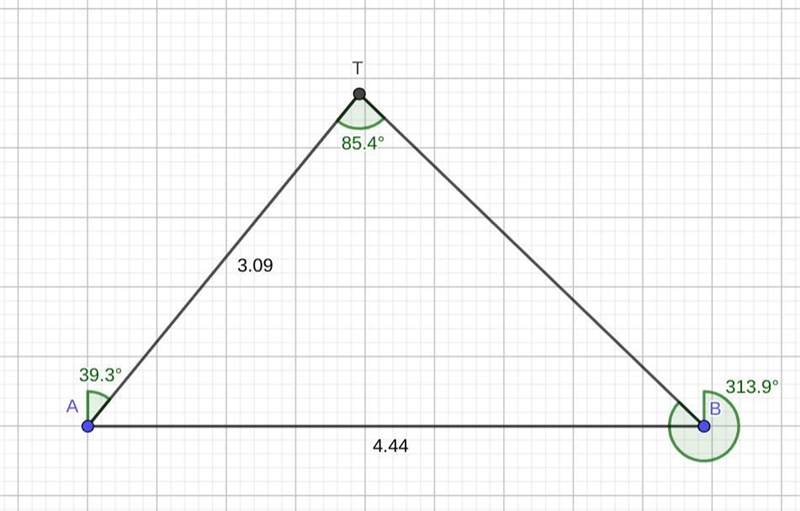 Radio direction finders are placed at points A and​ B, which are 4.44 mi apart on-example-1