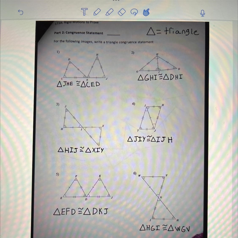 Write a triangle congruence statement-example-1