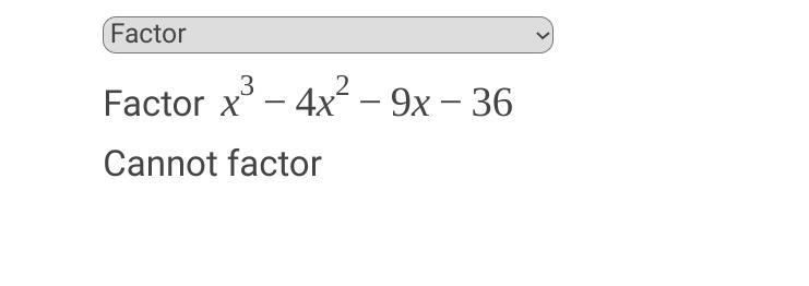 The function p(x) is defined by p(x) = x3 - 4x2 - 9x - 36 where x E R. Find the remainder-example-1