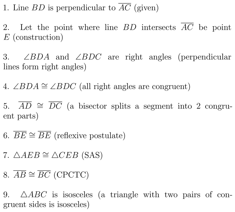 Given line bd is a perpendicular bisector of ac prove triangle abc is isoscles.-example-1