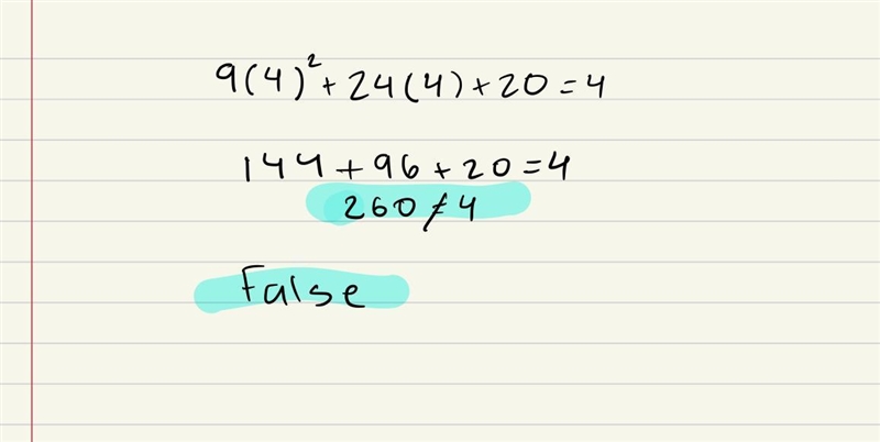 9(4)^2 + 24(4) + 20 = 4-example-1