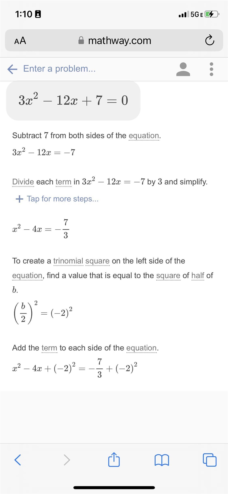 3x^2+12x=7 Complete the square to solve-example-2