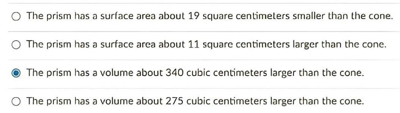 Consider the right cone and right triangular prism below. Suppose that all measurements-example-1