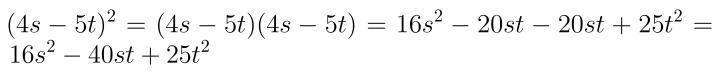 How to solve (4s - 5t)²​-example-1