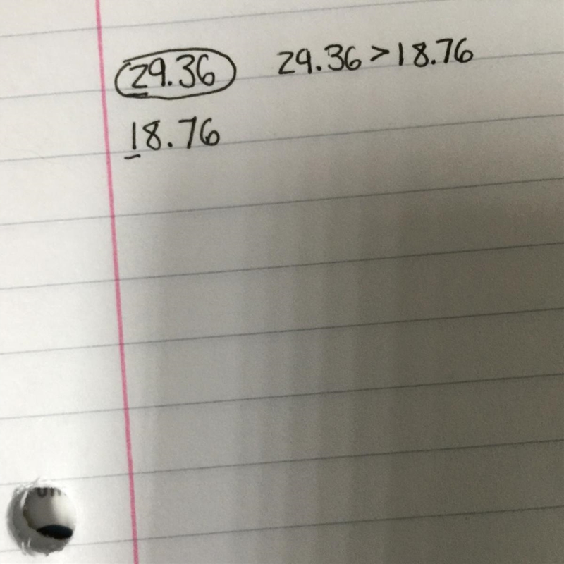 Randy bought 29.36 grams of spinach and 18.76 grams of flour. Did randy buy more spinach-example-1