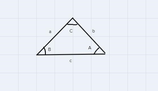 16. Find all missing sides and angles for triangle ABC, where a,b, and c are lengths-example-1