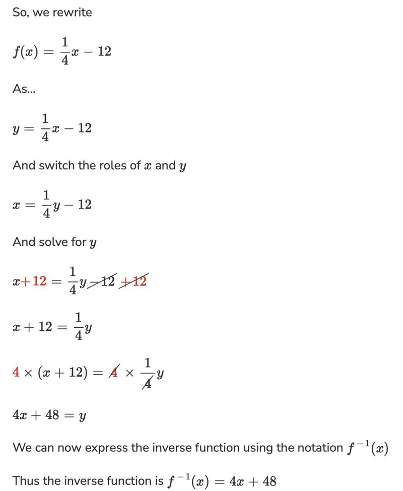 What is the inverse function f(x)=1/4x-example-1