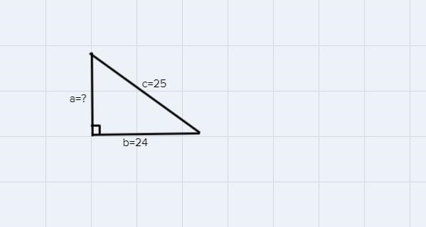 Find the missing side length of each right trianglea=_____b= 24c= 25-example-1