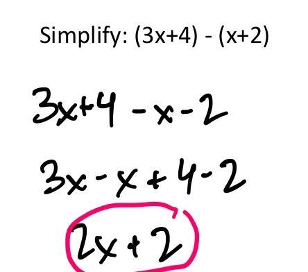 Simplify: (3x+4) - (x+2)-example-1