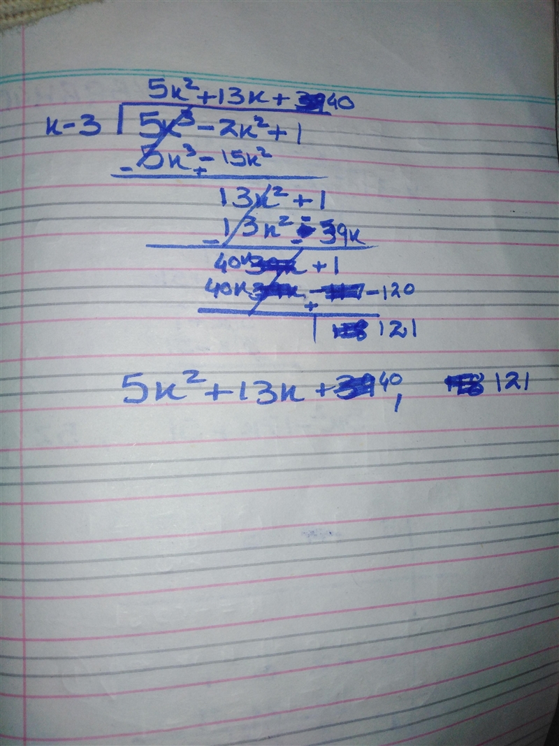 (5x³ -2x² + 1) ÷ (x - 3)-example-1