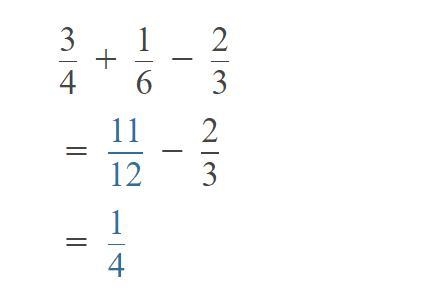 Solve 3/4 + 1/6 - 2/3-example-1