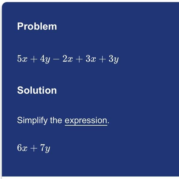 5x+4y-2x+3x+3y simplify-example-1