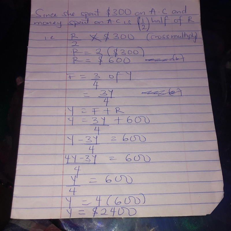 Linda Spent 3/4 Of Her Savings On Furniture. She Then Spent 1/2 Of Her Remaining Savings-example-1