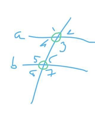 In the figure, a∥b and m∠4 = 45°. What is the m∠8?-example-1