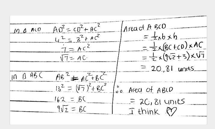 If ACB = 90°; ADC = 90°, AB = 13, AD = 4, and DC = 3, what is the area of quadrilateral-example-2