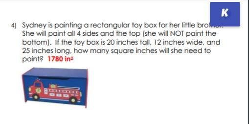 4. Sydney is painting a rectangular toy box for her little brother. She will paint-example-1