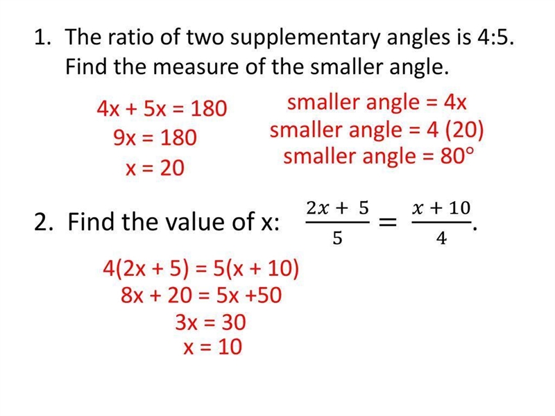 What is the smaller angle of (x+20) (5x+10)-example-1