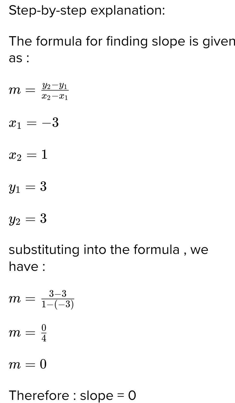 The slope of, p=(-3,3) Q=(1,3)-example-1