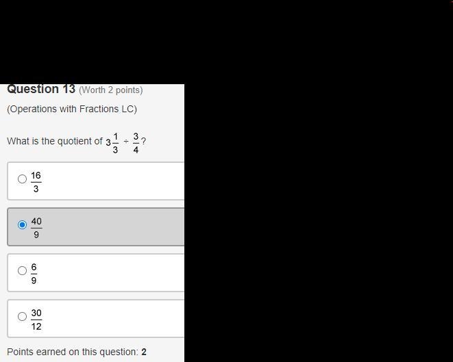 What is the quotient of three and one-third ÷ three-fourths?-example-1