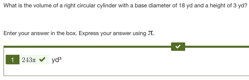 What is the volume of a right circular cylinder with a base diameter of 18 yd and-example-1