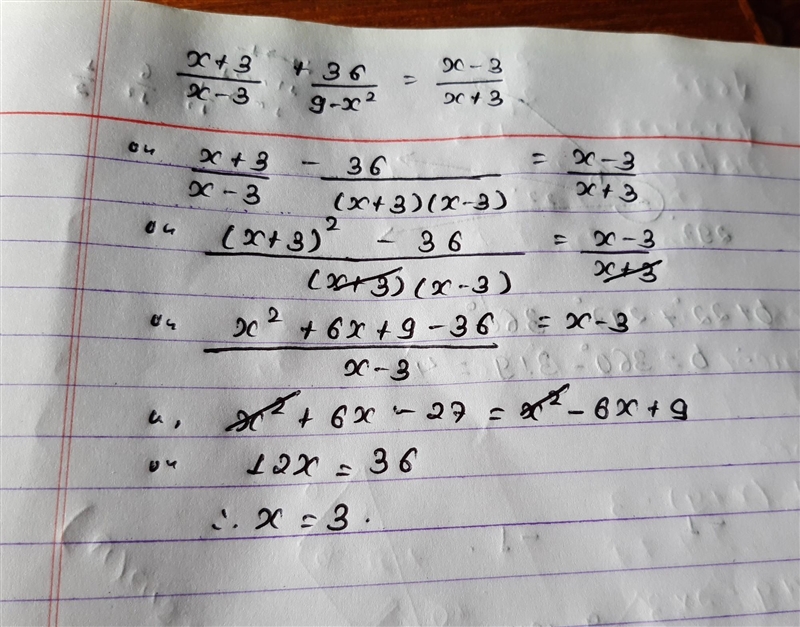 (x+3)/(x-3) +(36)/(9-x^(2) ) =(x-3)/(x+3)-example-1