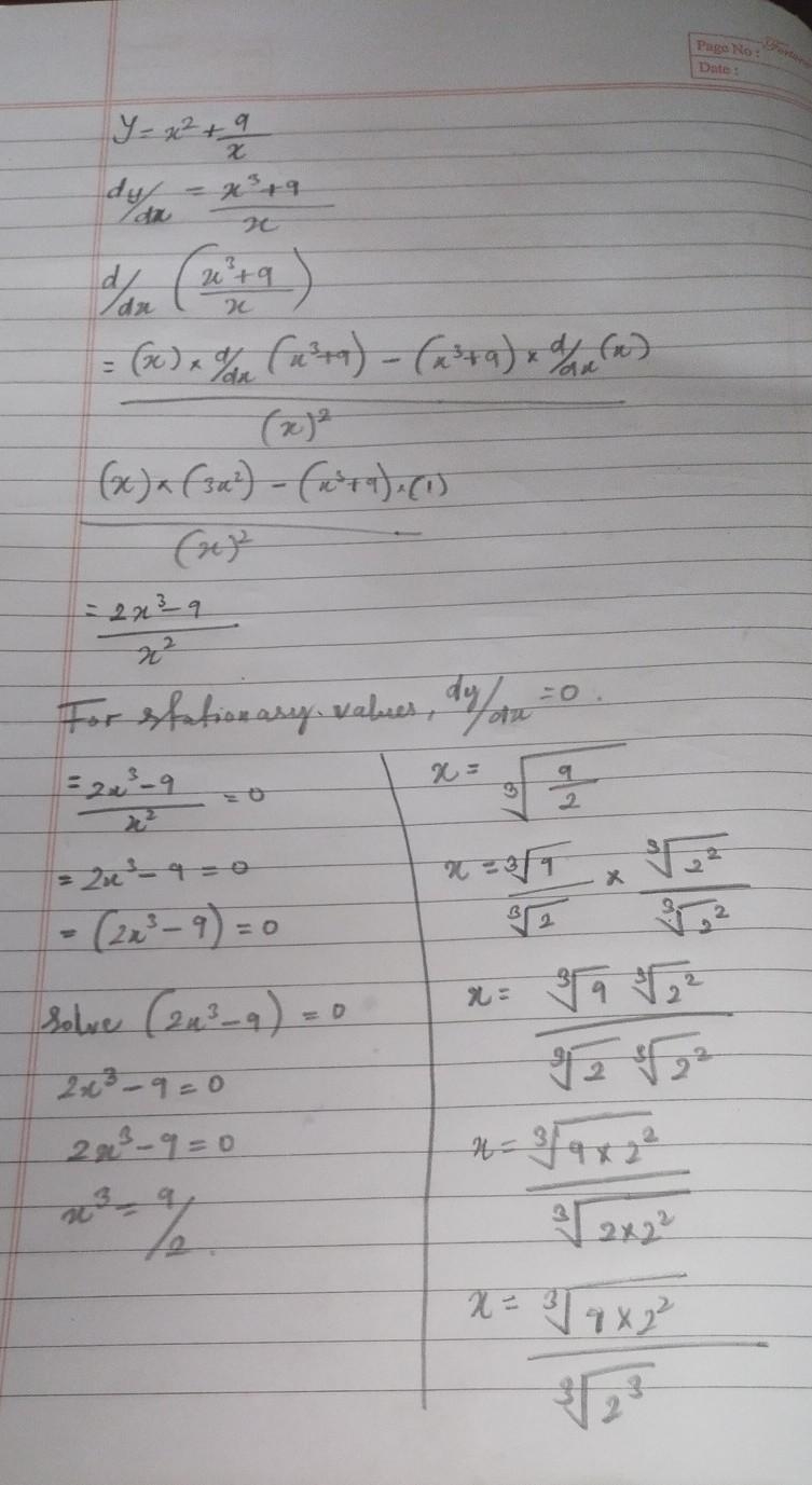 Find the minimum value of \[\frac{x^2 + 9}{x}\]for $x > 0.$ I tried this but I-example-1