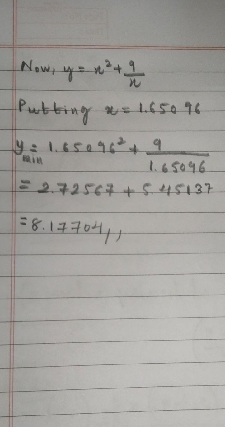 Find the minimum value of \[\frac{x^2 + 9}{x}\]for $x > 0.$ I tried this but I-example-3