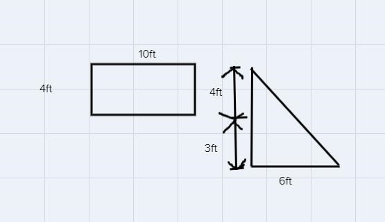 Question 1 2. Find the area of the composite figure 10 ft 3 ft a) 40 b) 9 c) 49 d-example-1