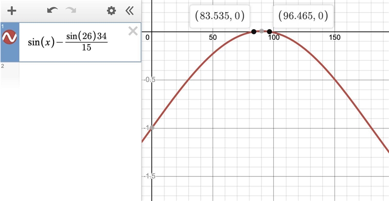 Find the value of x. Round to the nearest tenth. 34 A B 26° x = [? ]° X C 15-example-1