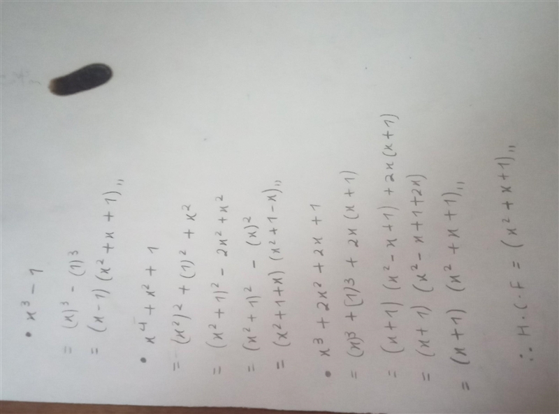 Find hcf a) x³-1, x^4 + x² + 1, x³ + 2x² + 2x + 1​-example-1