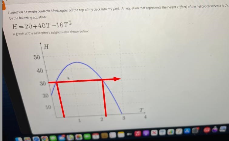 So it’s a and b questionsA) use the graph to determine when the helicopter is at H-example-2