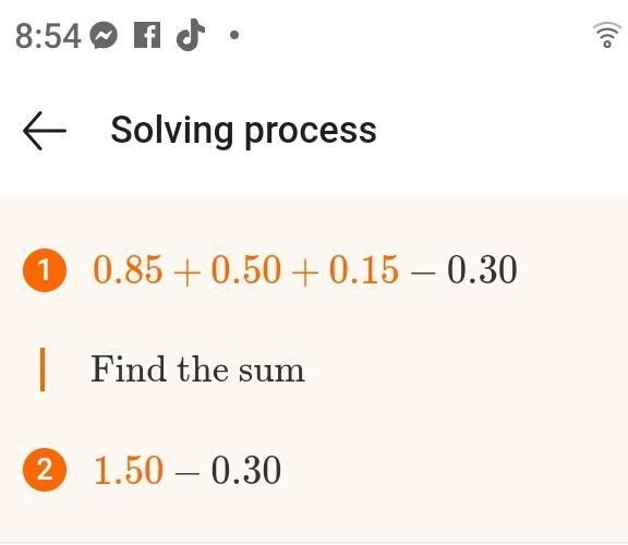 What properties are used in the problem 0.85 + 0.50 + 0.15 -0.30-example-1