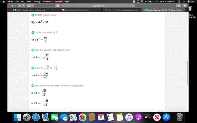 3x^2 + 36x + 11 = 0 Hello, could you please help me factorise this / complete the-example-2