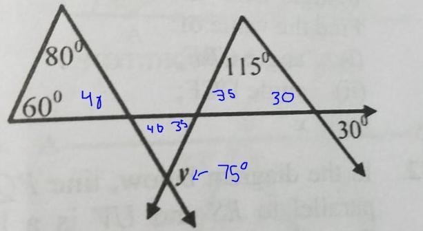 Find the angle marked y in the figure below ​-example-1