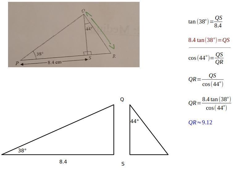 Calculate the length QR-example-1