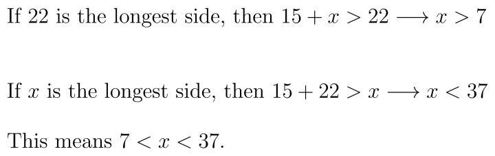 Given the lengths of two sides of a triangle, find the range for the length of the-example-1