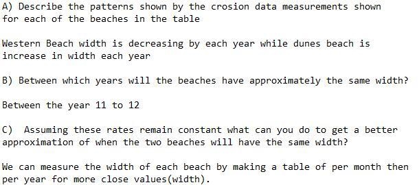 3. Two ocean beaches are being rected by crosionThe table shows the winteet of each-example-1