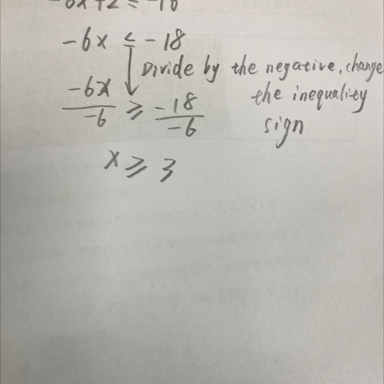 Solve the inequality and graph the solution on the line provided. -6x+2\leq -16-example-1