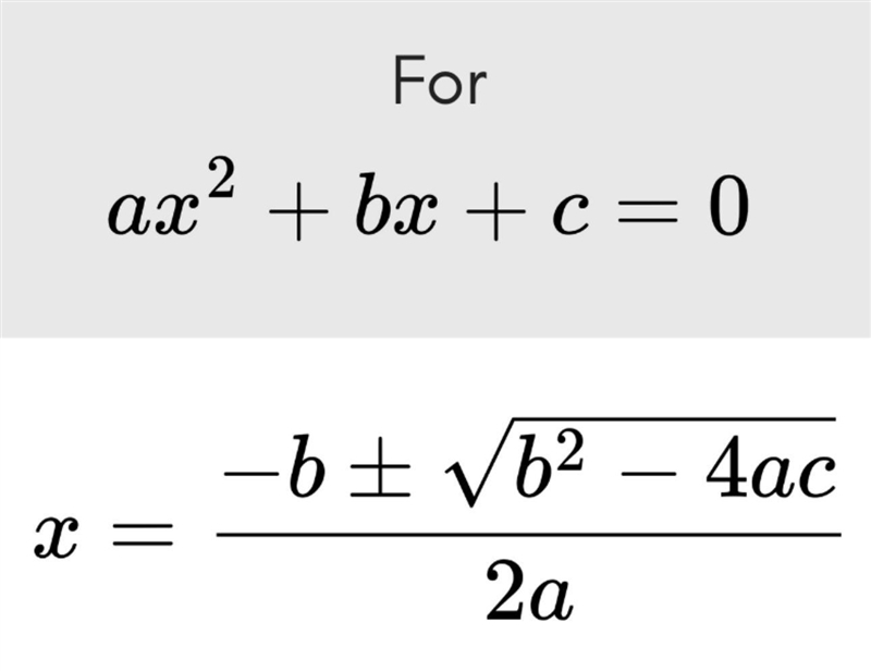 Which equation could be solved using this application of the quadratic formula? PLS-example-1