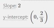 Find the slope and the y-intercept of the line 6x - 3y = -2-example-1