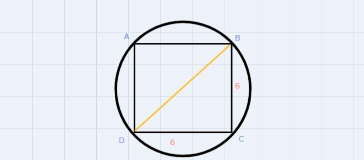 Find the area of one segment formed by a square with sides of 6” inscribed in a circle-example-1