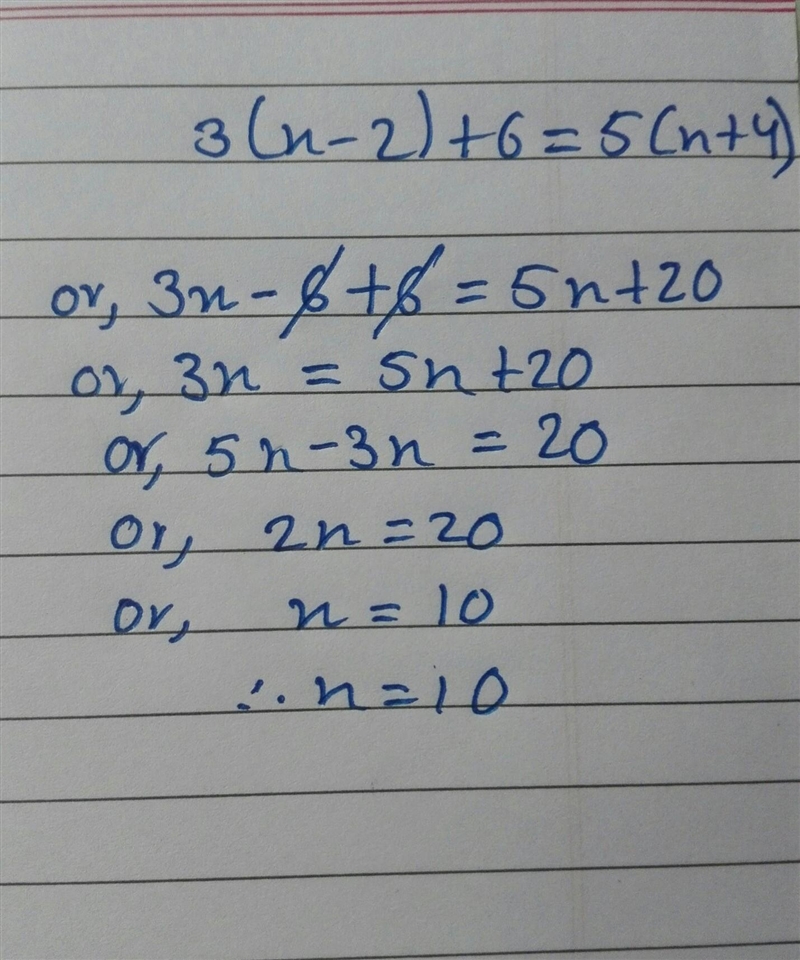 3(x−2)+6=5(x+4) i can't figure this out! Can somebody help me answer this? i need-example-1